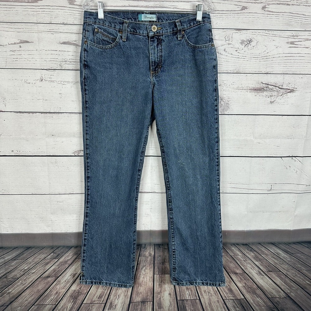 Wrangler Jeans Womens 10 Blue Cash Cowgirl Cut Straight Midrise Western Cowgirl